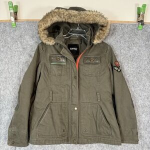 Buffalo David Bitton Aviator bomber jacket Womens Large Corduroy Fur Eskimo